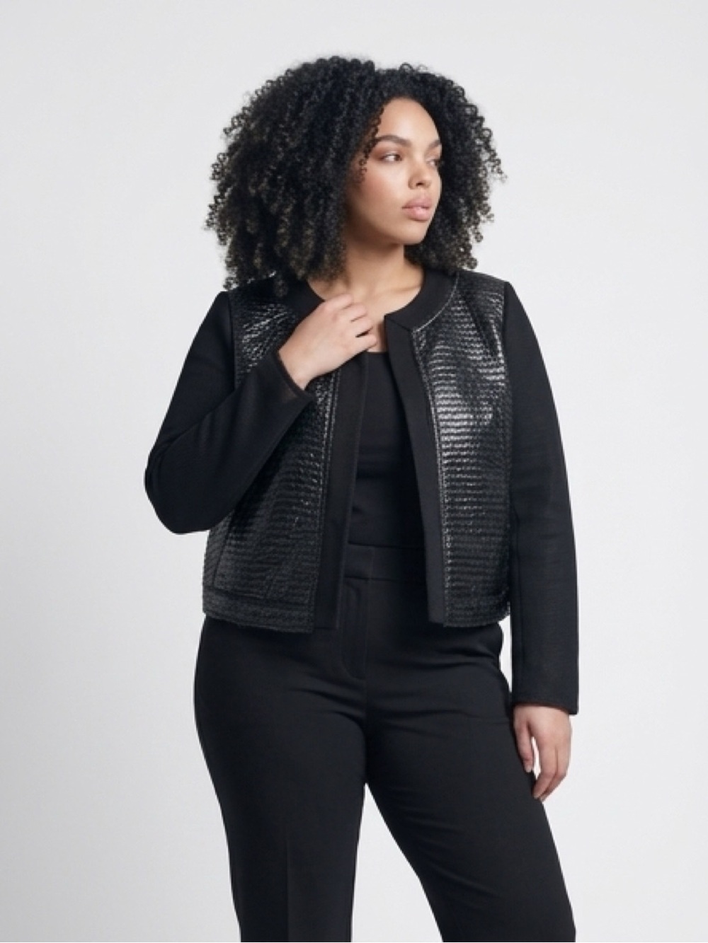 Boss Black Textured Cropped Blazer